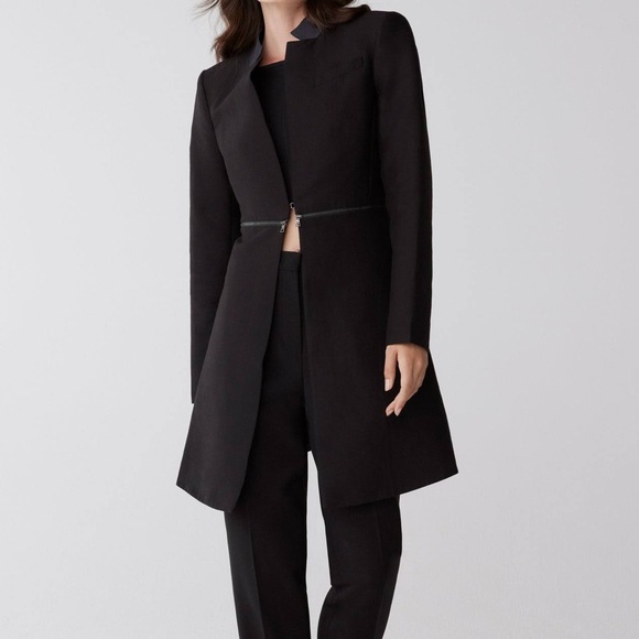 BCBGMAXAZRIA Black Women's Arelia Silk Blend A Line Coat Jacket Size XXS - Picture 4 of 6